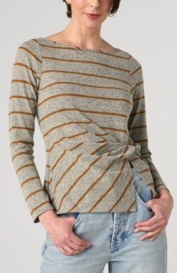 Liverpool Long Sleeve Boat Neck Knit Top with Twist Detail