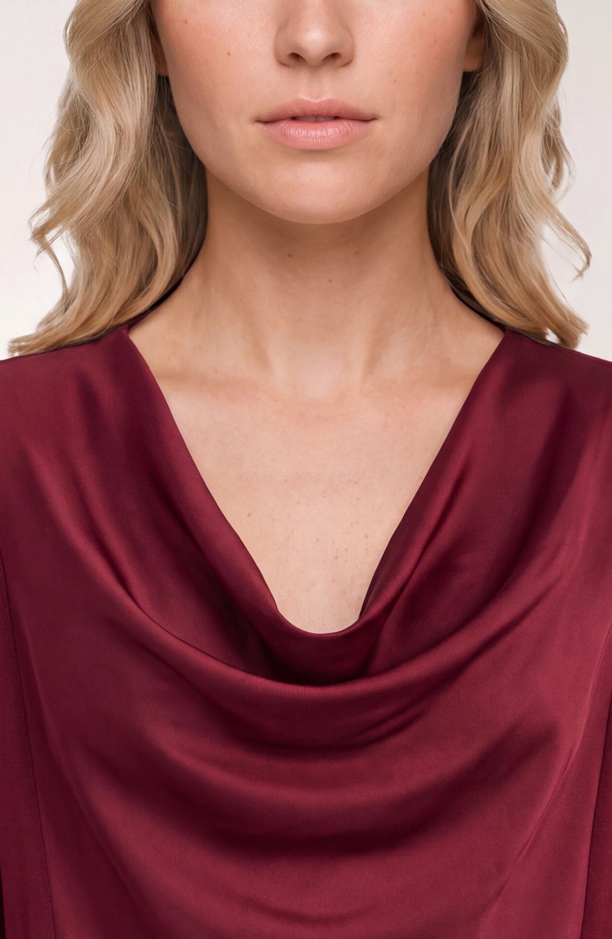 Liverpool Long Sleeve Drape Neck Woven Sweater Hybrid