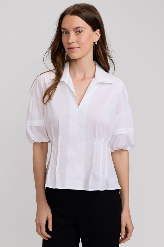 Foxcroft Lucia Elbow Puff Sleeve Shirt