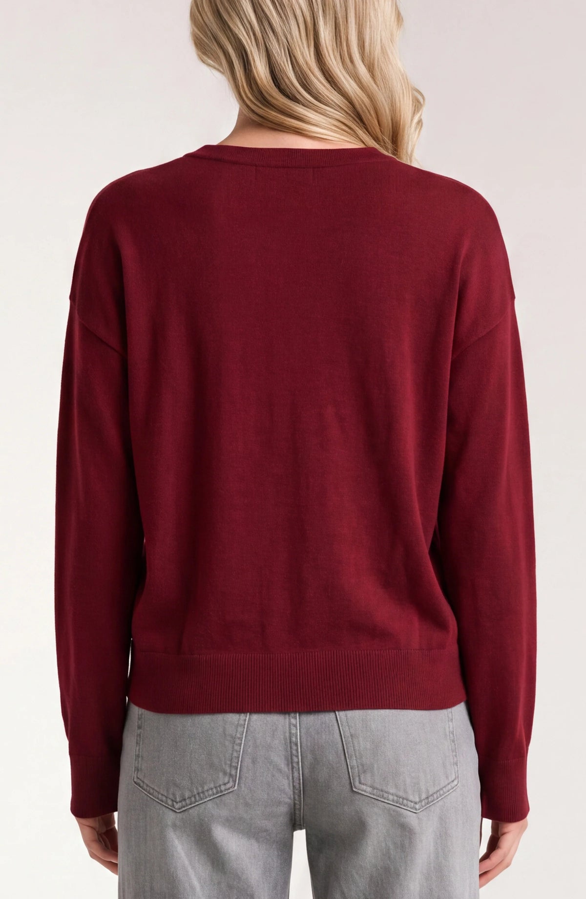 Liverpool Long Sleeve Drape Neck Woven Sweater Hybrid