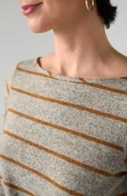 Liverpool Long Sleeve Boat Neck Knit Top with Twist Detail