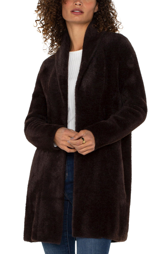 LIVERPOOL LONG SLEEVE OPEN FRONT SHAWL SWEATER COAT