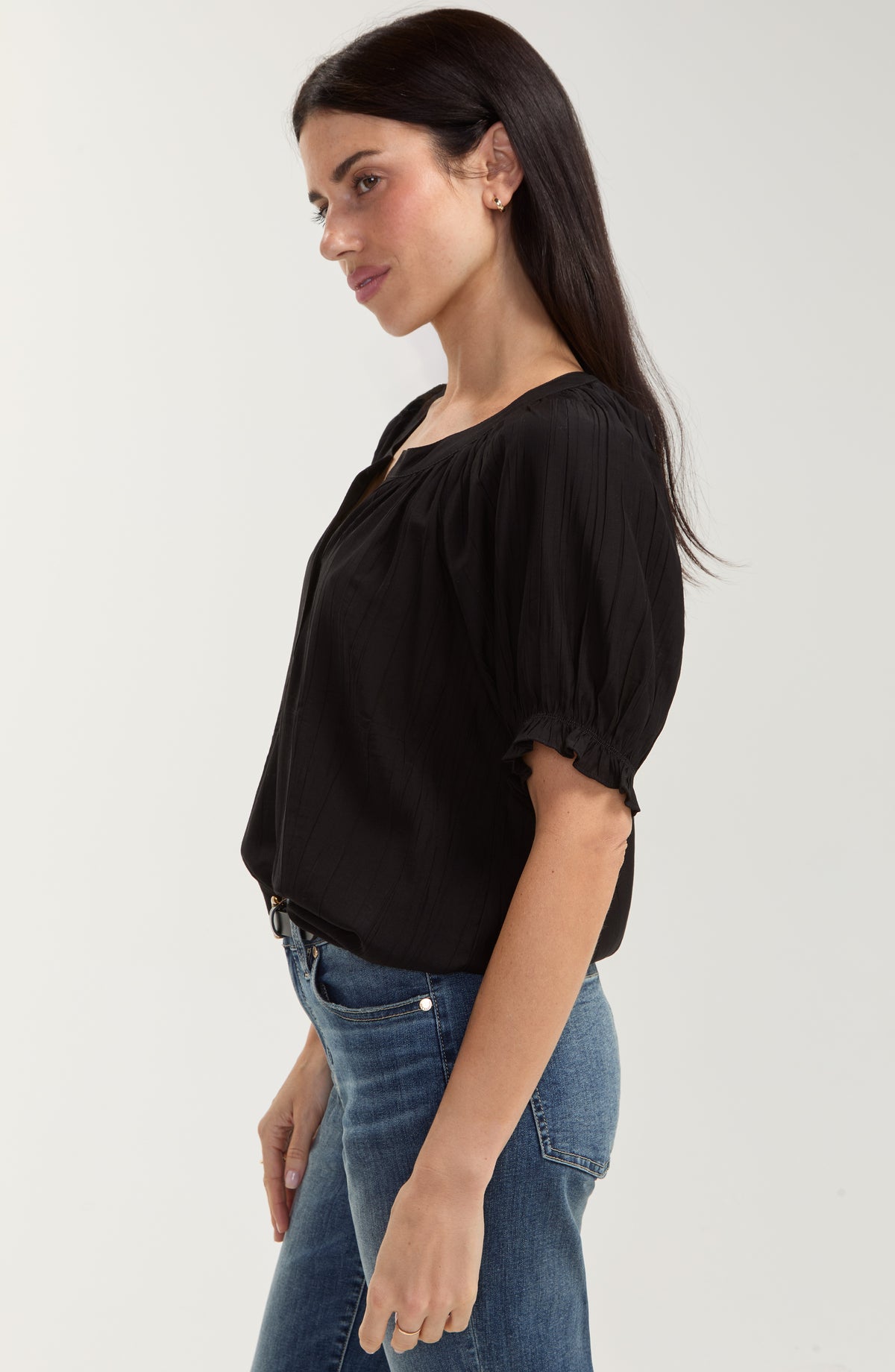 Liverpool Short Sleeve Half Placket Woven Blouse