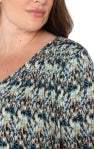 LIVERPOOL 3/4 SLEEVE SHIRRED DETAIL KNIT TOP