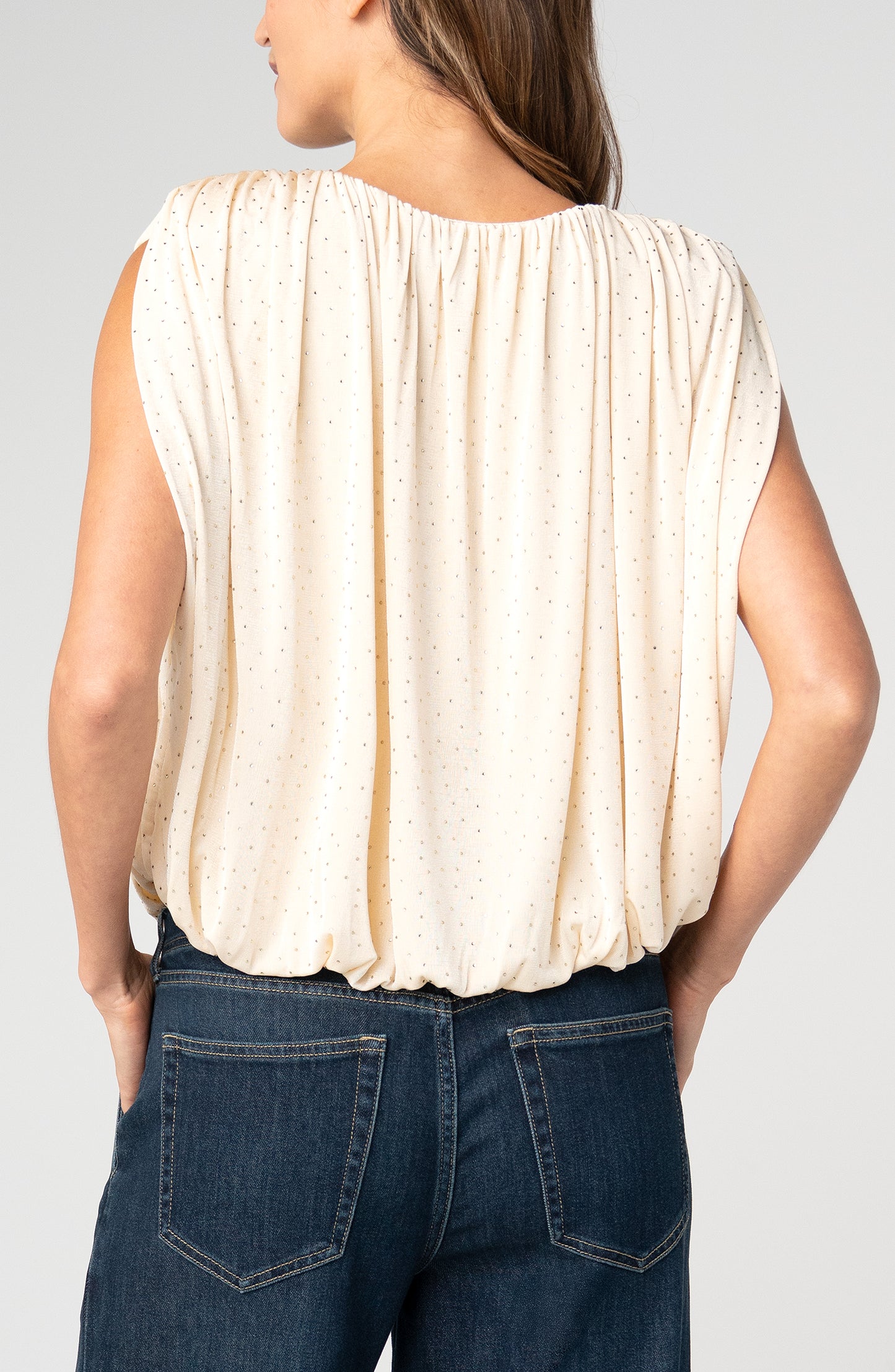Liverpool Sleeveless Draped Knit Top with Shoulder Pad