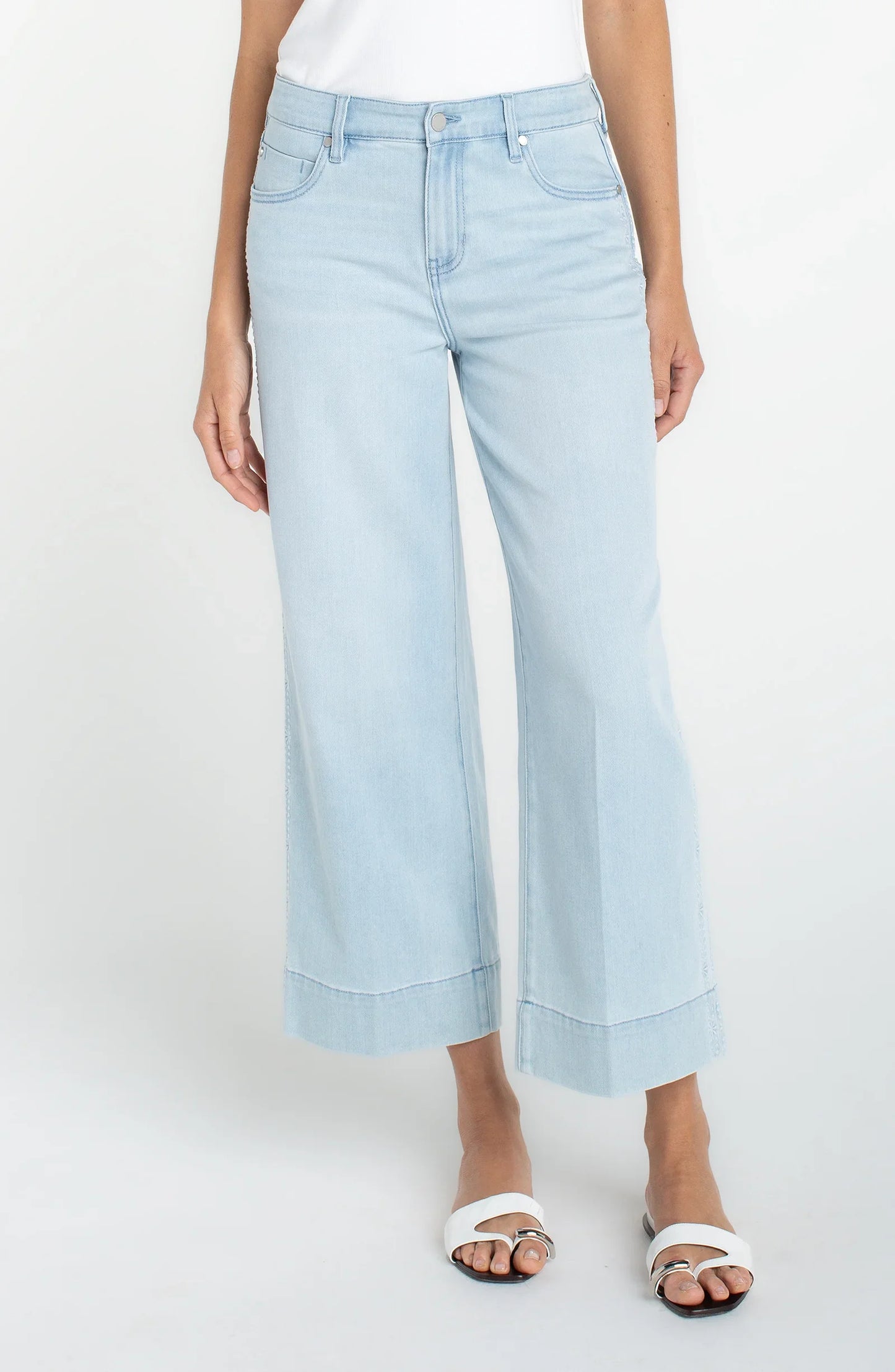 Liverpool Stride Crop Wide Leg with Embroidered Side