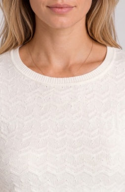 Liverpool 3/4 Sleeve Crew Neck Knit Top with Rib Trim