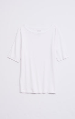 NIC+ZOE Perfect Knit Rib Elbow Sleeve Boatneck Tee