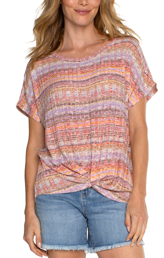 LIVERPOOL BOAT NECK DOLMAN TOP W/ TWISTED FRONT DETAIL