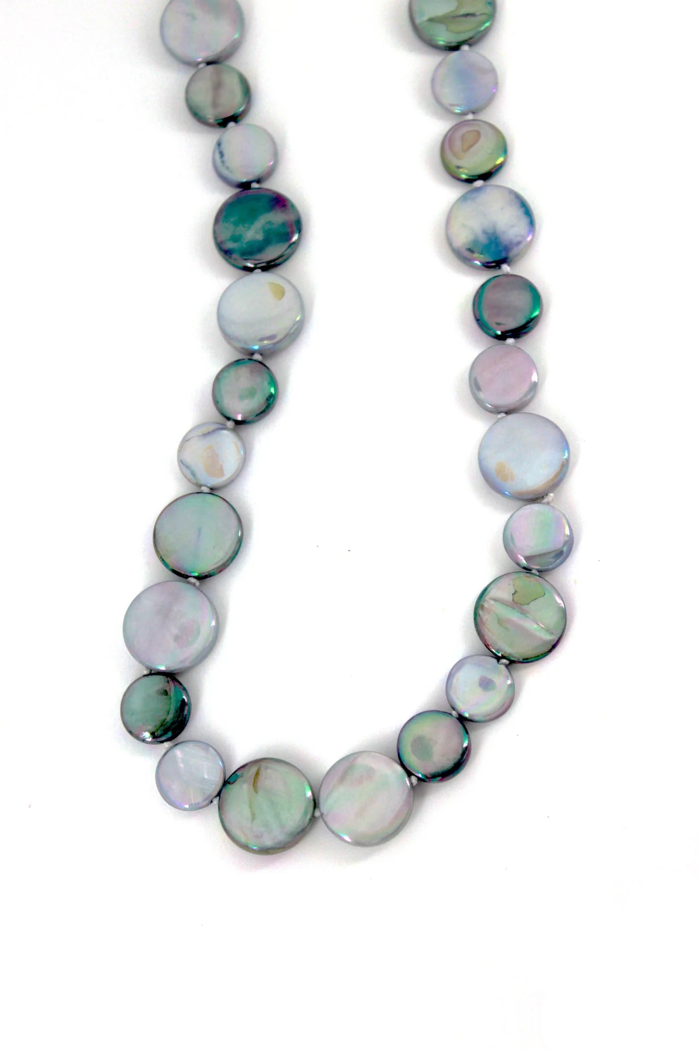 Sea Lily Silver and Grey Single Strand Mother of Pearl Necklace