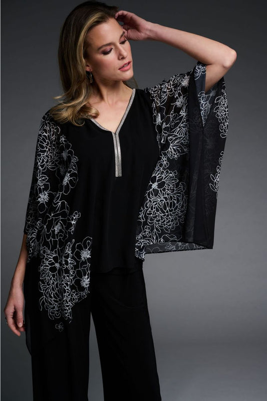 JOSEPH RIBKOFF NORA SHIMMER CAPE SLEEVE TOP