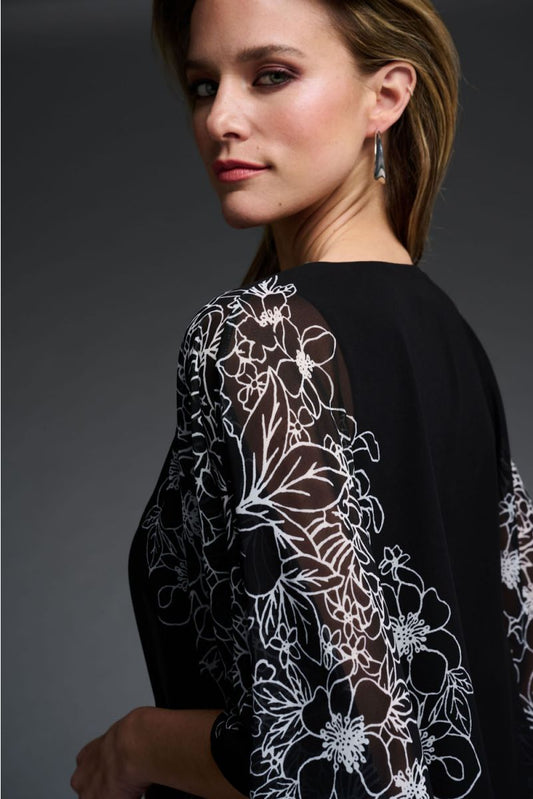 JOSEPH RIBKOFF NORA SHIMMER CAPE SLEEVE TOP