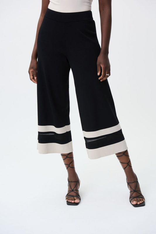 JOSEPH RIBKOFF CROP WIDE LEG PANTS - BLACK