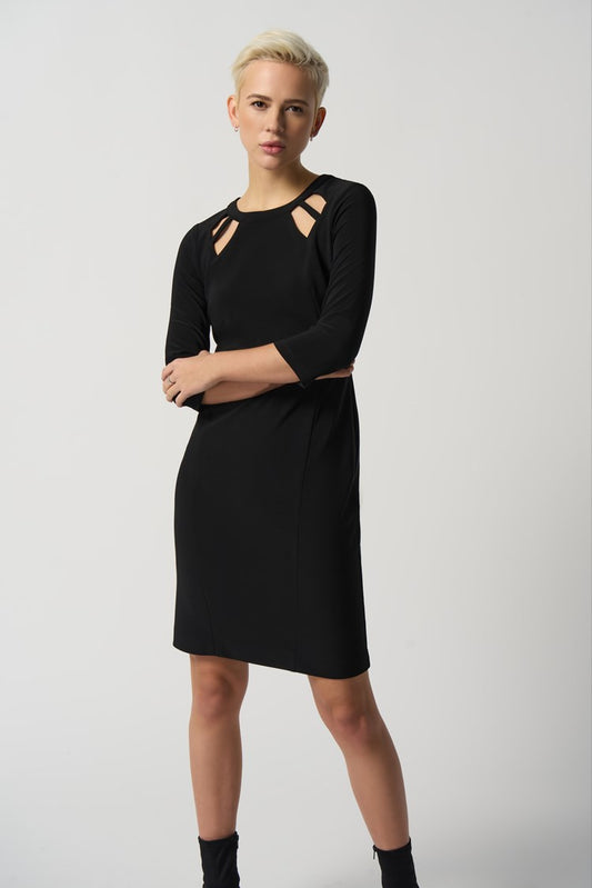 JOSEPH RIBKOFF KEYHOLE NECKLINE SHEATH DRESS