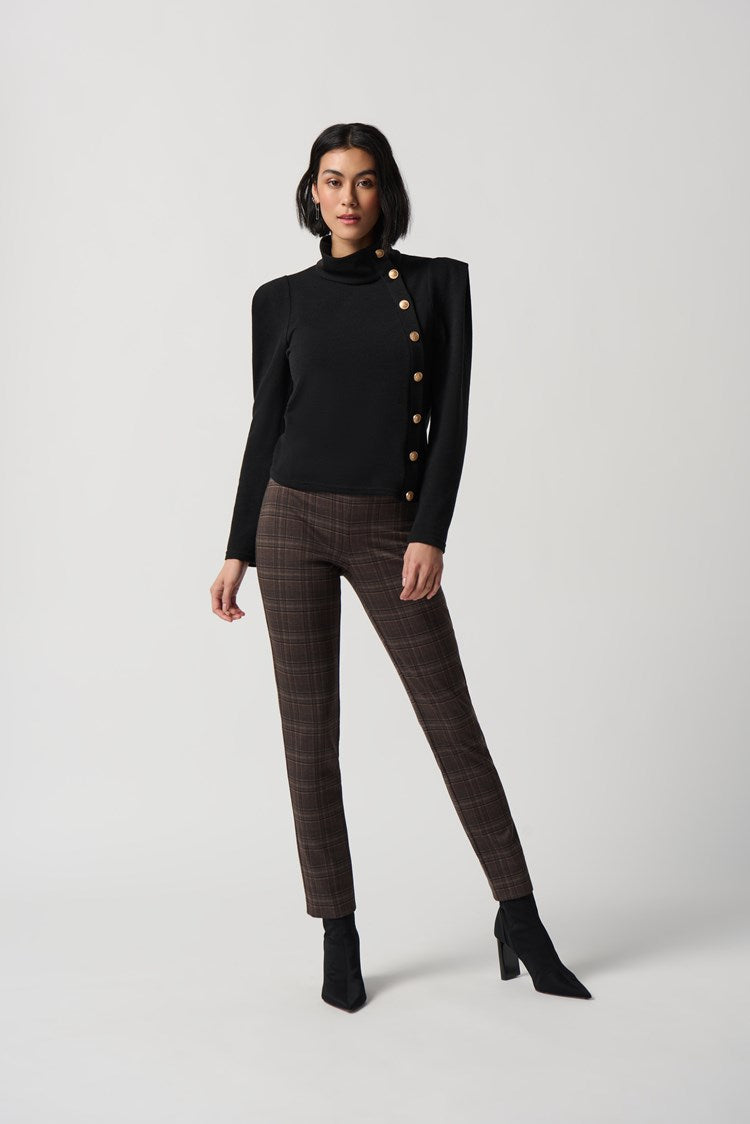 JOSEPH RIBKOFF HEAVY KNIT PLAID PULL-ON PANTS