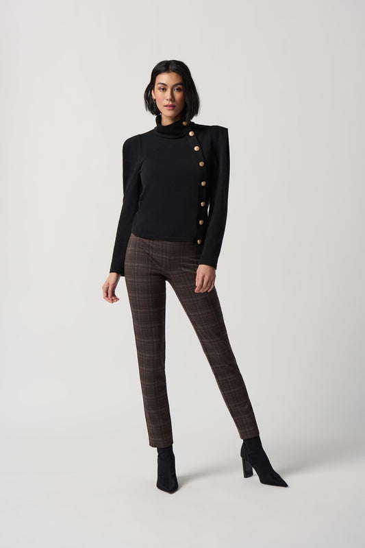 JOSEPH RIBKOFF HEAVY KNIT PLAID PULL-ON PANTS