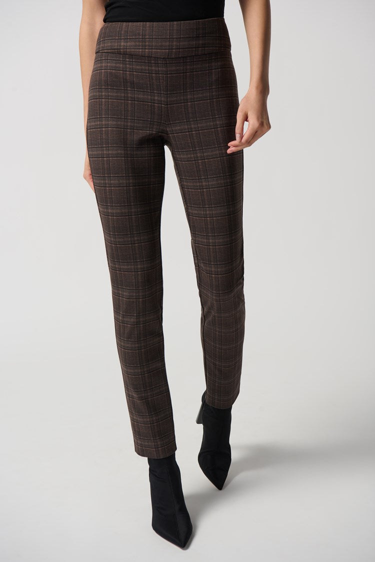 JOSEPH RIBKOFF HEAVY KNIT PLAID PULL-ON PANTS