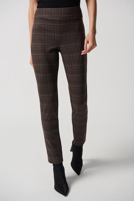 JOSEPH RIBKOFF HEAVY KNIT PLAID PULL-ON PANTS