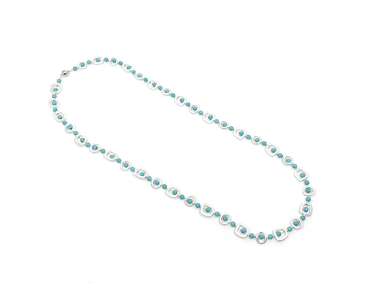 SEA LILY SILVER AND TURQUOISE LONG NECKLACE