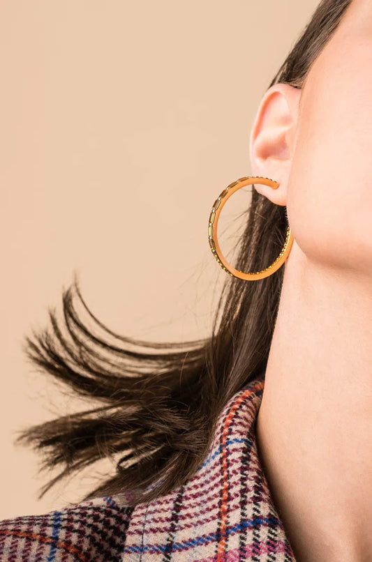 BAGUETTE CRYSTALA HOOP EARRINGS