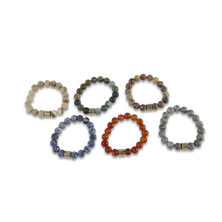 MULTI STONE BEAD STRETCH BRACELETS
