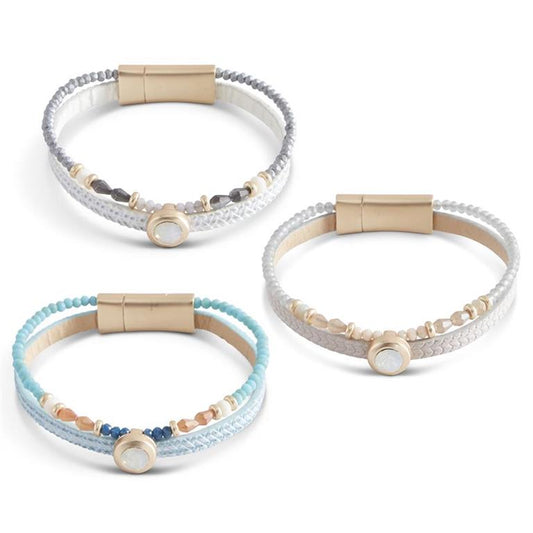 OPAL CENTER WRAP MAGNETIC BRACELET IN THREE COLORS