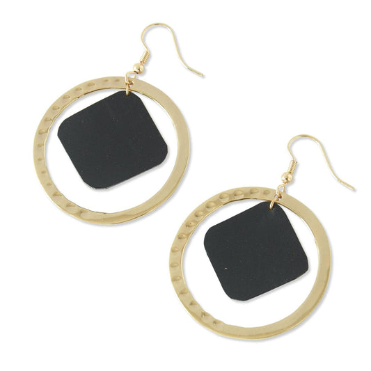 LEATHER INSERT HOOP EARRINGS