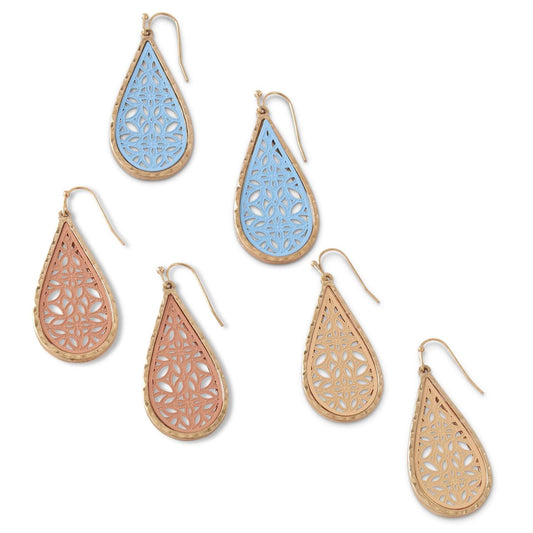 PASTEL FILIGREE EARRINGS IN THREE COLORS