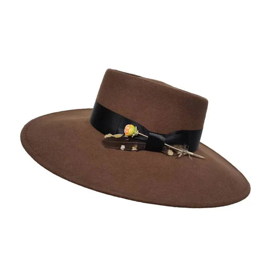 MARY WIDE BRIM HAT WITH FEATHER