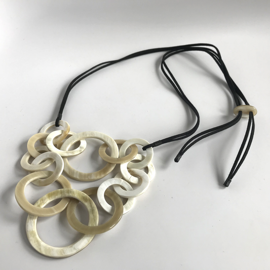 UP-CYCLED HORN 2 STRAND ROUND LINKS NECKLACE