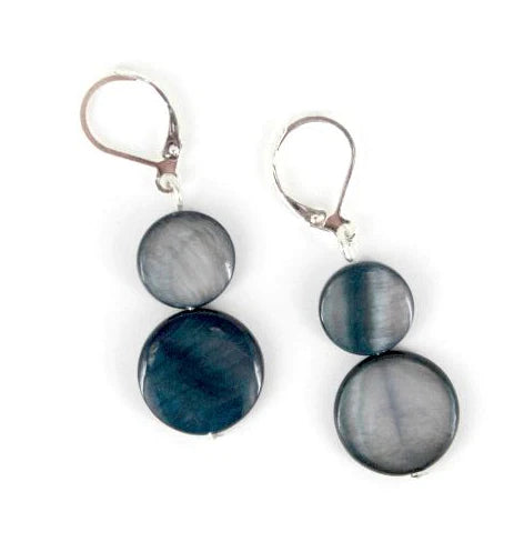 SEA LILY BLACK MOTHER-OF-PEARL EARRINGS