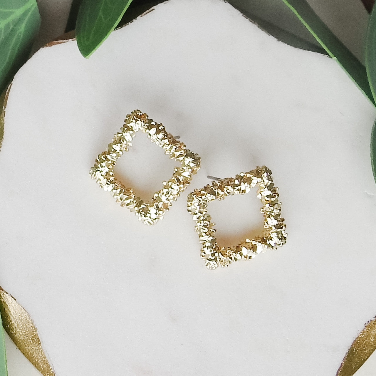 SQUARE TEXTURED POST EARRINGS