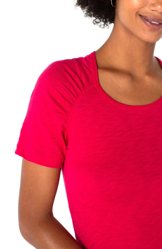 LIVERPOOL SHIRRED SHORT SLEEVE RAGLAN TEE