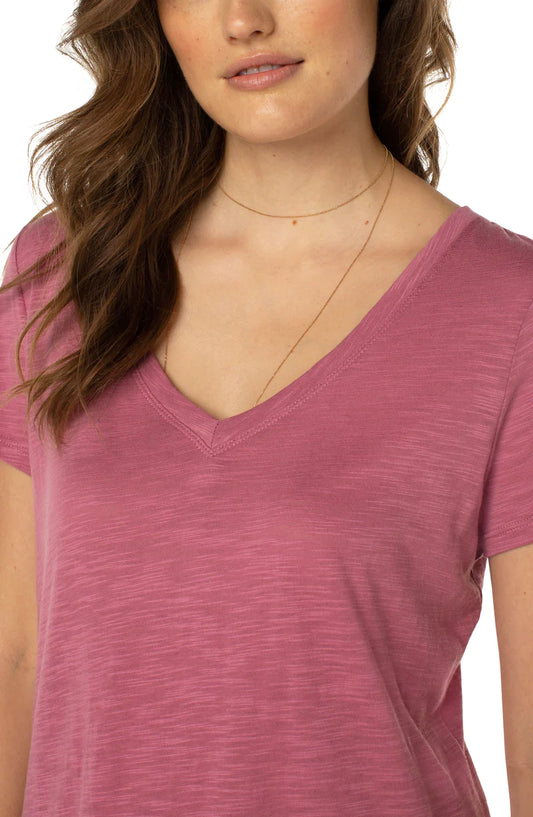 LIVERPOOL SLIM FIT VEE NECK SLUB KNIT TEE