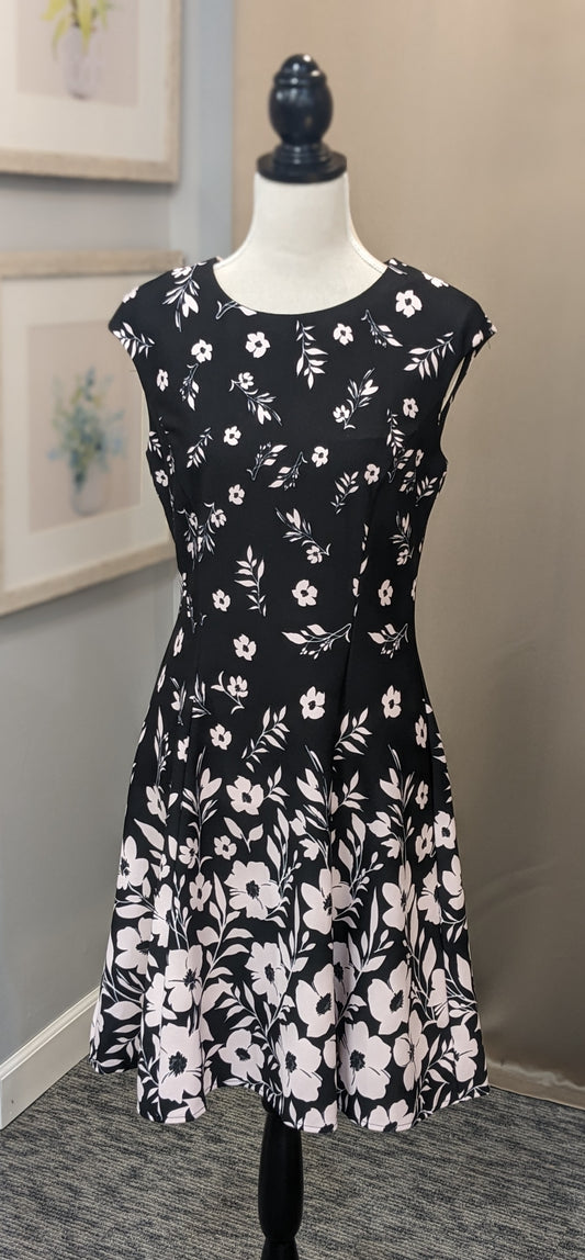 LONDON TIMES CAP SLEEVE FIT AND FLARE DRESS