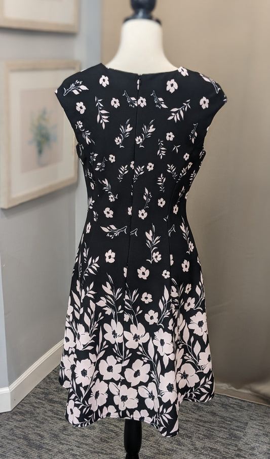 LONDON TIMES CAP SLEEVE FIT AND FLARE DRESS