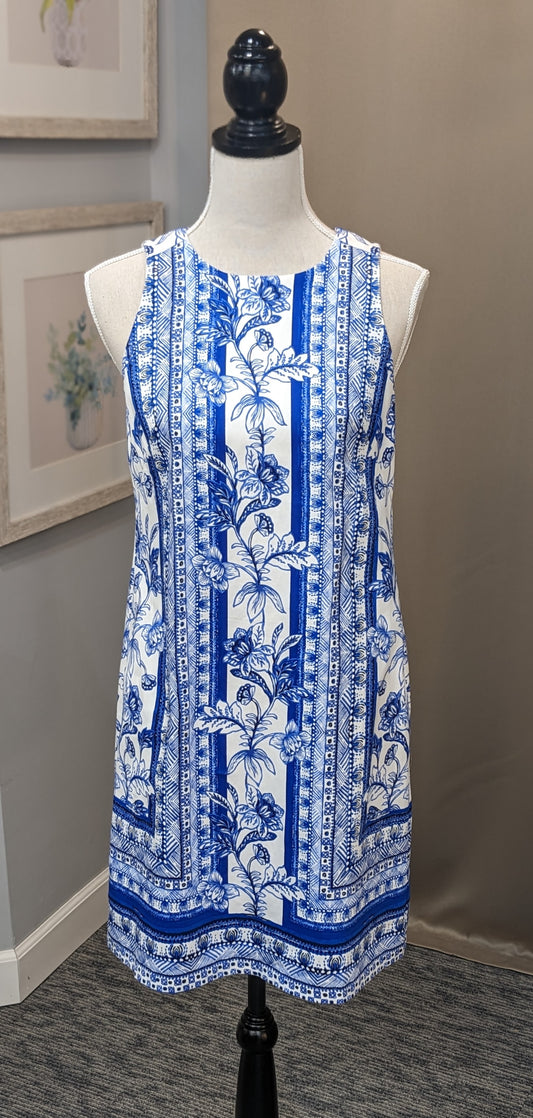 LONDON TIMES COTTON SHIFT DRESS