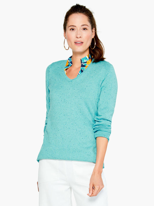 NIC+ZOE SPECKLED VITAL V-NECK SWEATER