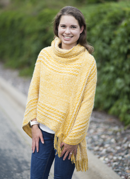 TWO-TONE KNIT PONCHO