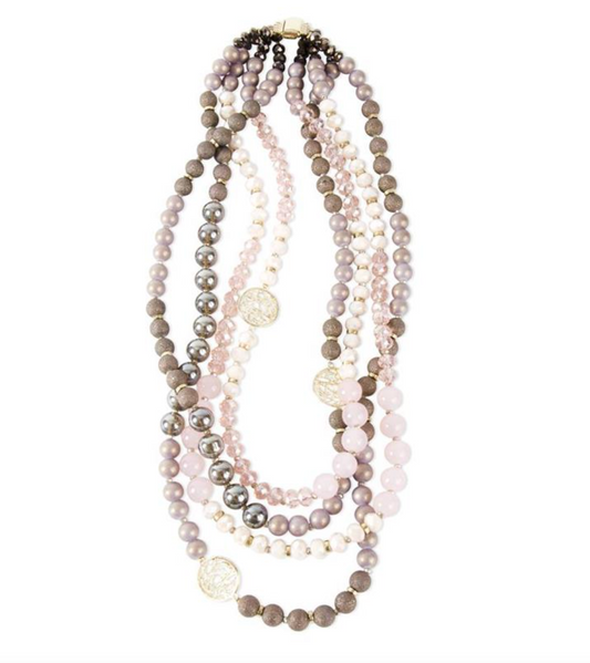 FOUR STRAND CRYSTAL BEAD NECKLACE