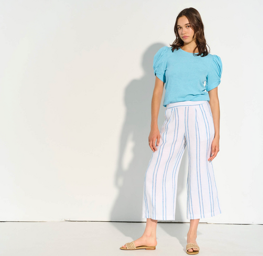 HATLEY CROPPED WIDE LEG PANTS - SUNNY STRIPES