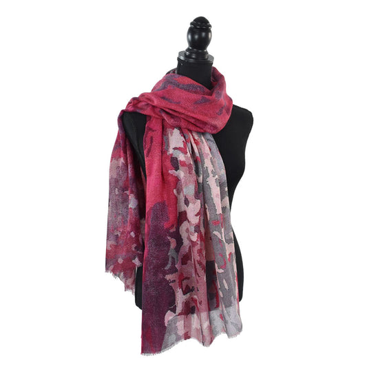 REVOLORI ABSTRACT PAINTERLY WOOL BLEND SCARF