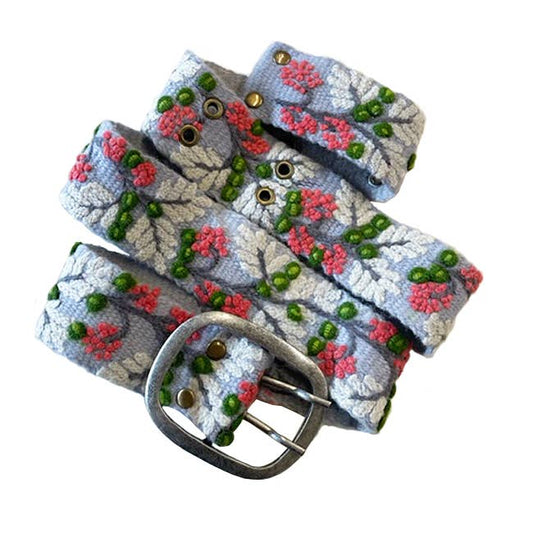 HYACINTH FLORAL EMBROIDERED WOOL BELT