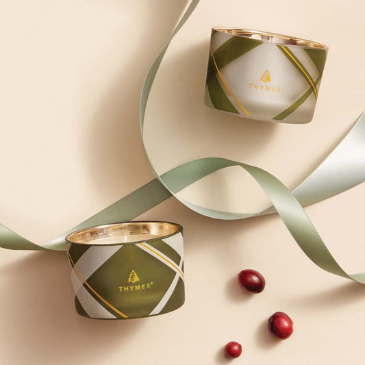 THYMES FRASIER FIR FROSTED PLAID POURED CANDLE SET