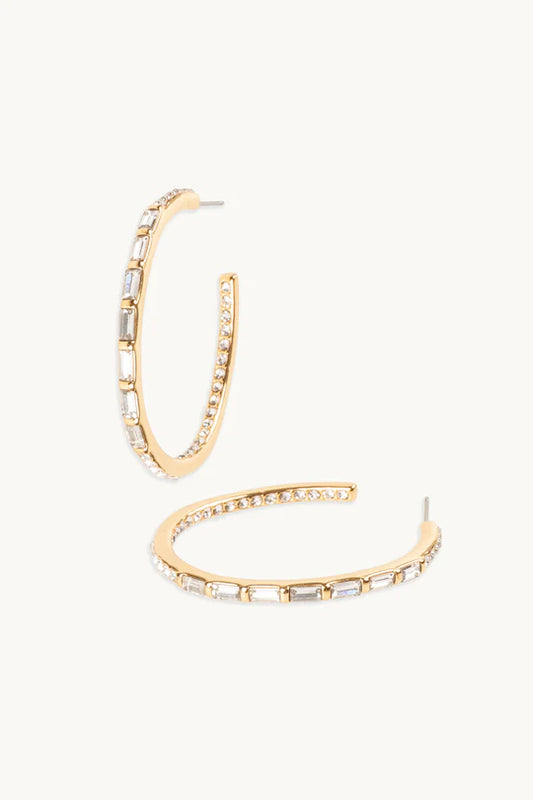BAGUETTE CRYSTALA HOOP EARRINGS