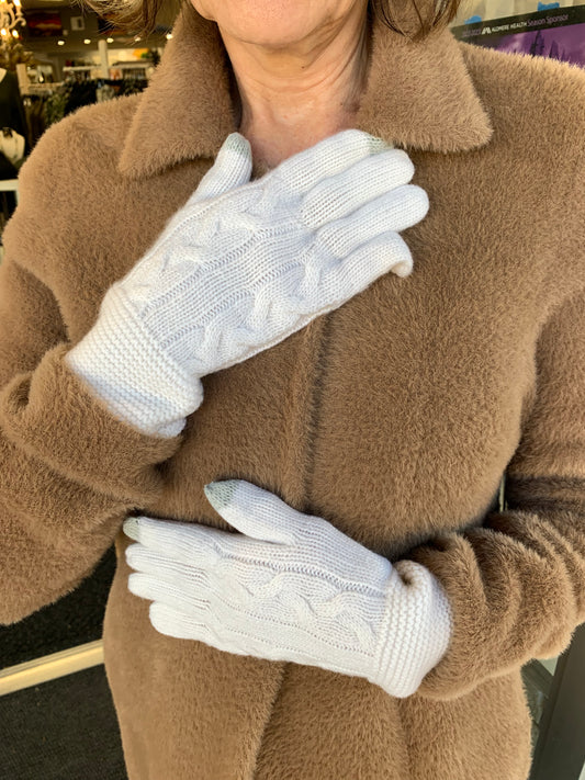 KINROSS CASHMERE LUXE CABLE GLOVES