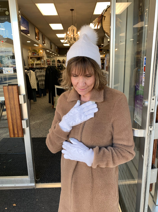KINROSS CASHMERE LUXE CABLE GLOVES