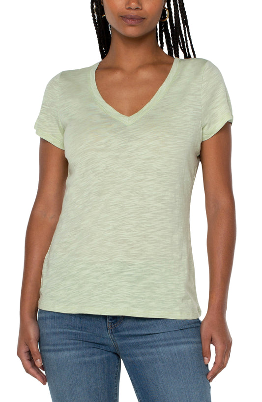 LIVERPOOL SLIM FIT VEE NECK SLUB KNIT TEE