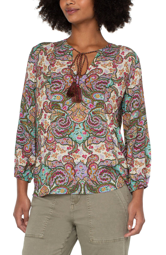 LIVERPOOL TIE FRONT POPOVER BLOUSE