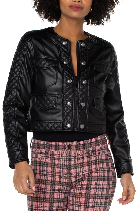 LIVERPOOL SCOOP NECK QUILTED ZIP JACKET